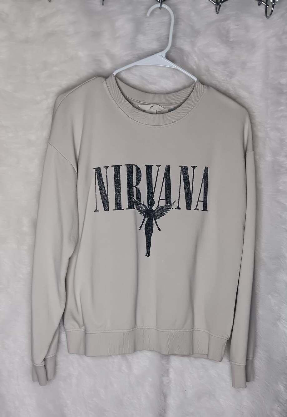 H&M Cream Nirvana In Utero Graphic Crewneck Sweatshirt